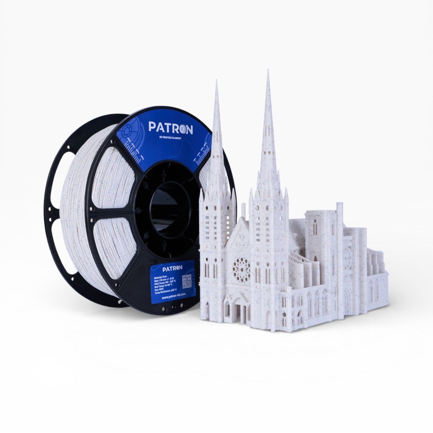 Patron Marble PLA 3D Printer Filament — White