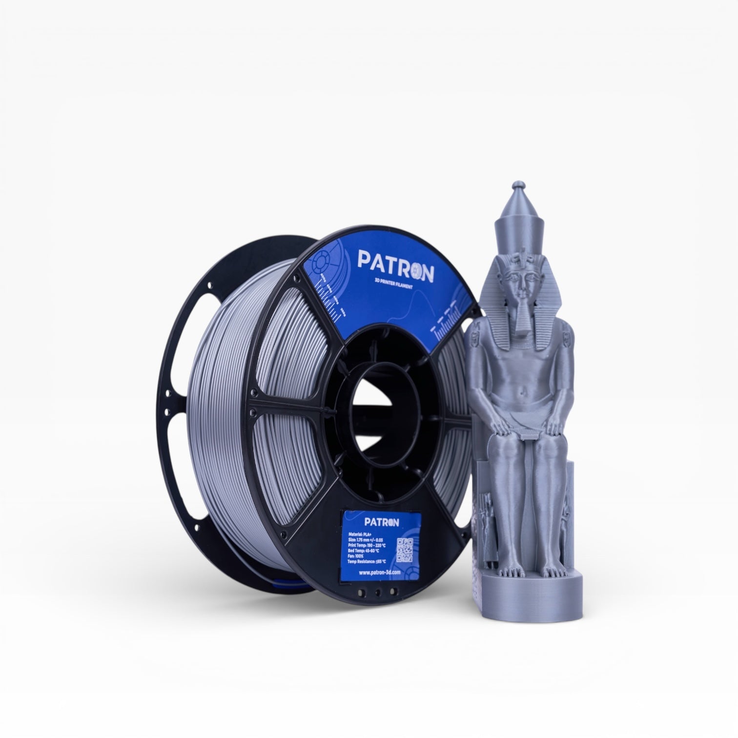 Patron PLA+ 3D Printer Filament — Silver