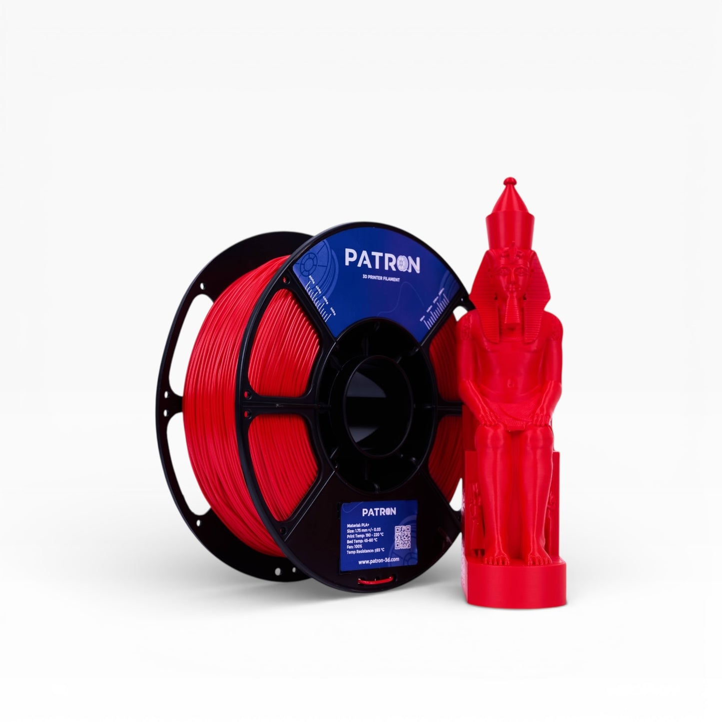 Patron PLA+ 3D Printer Filament — Solid Red