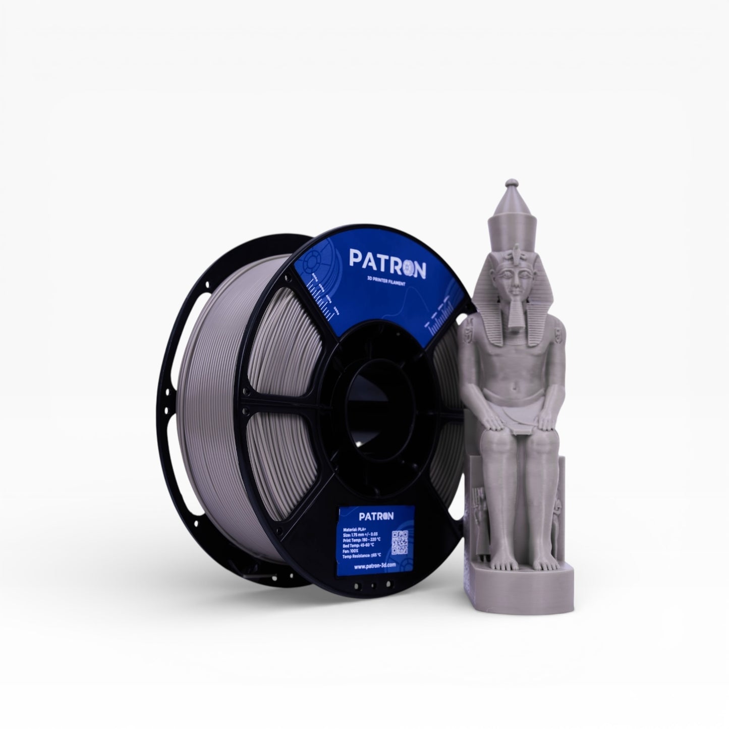 Patron PLA+ 3D Printer Filament — Space Grey